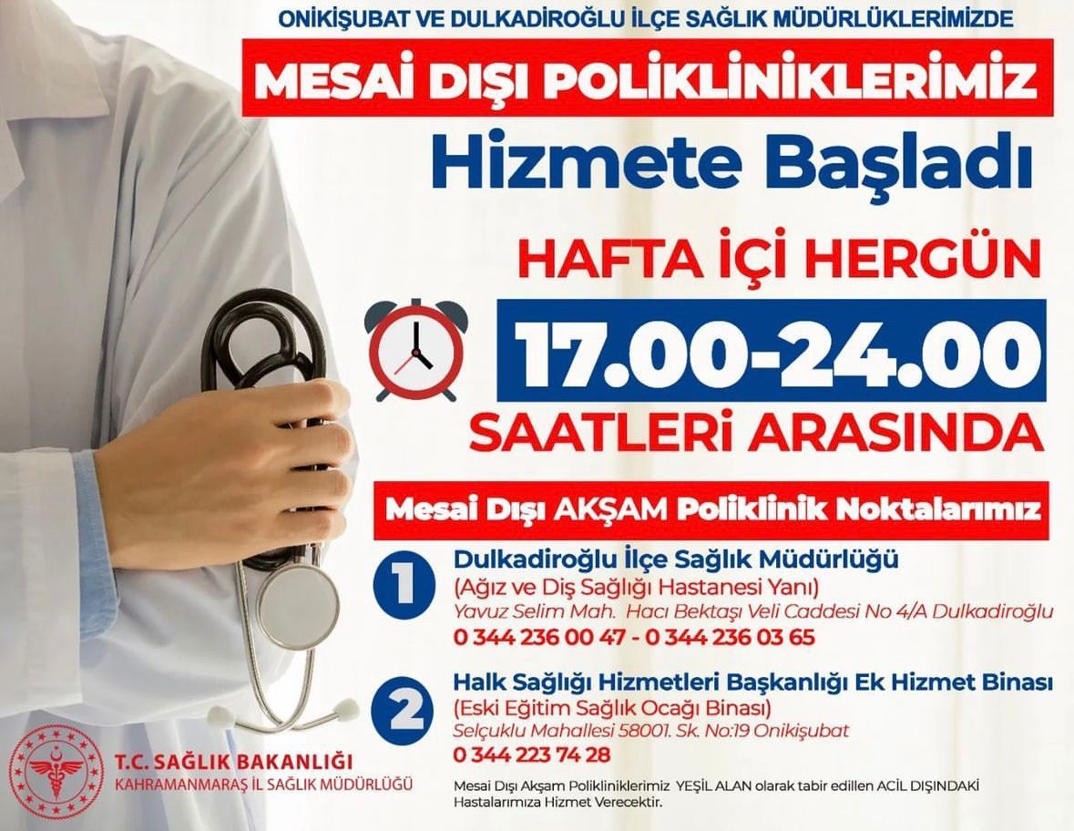 Kahramanmaraş'ta Hastaneler Gece 24 00 kadar açık