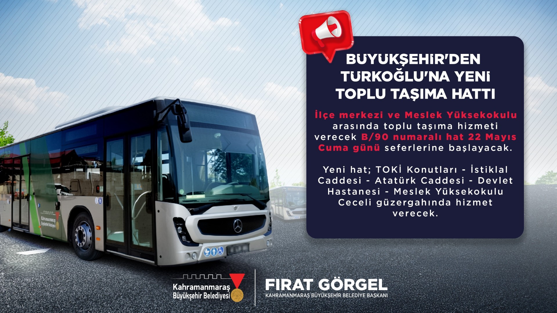 Türkoğlu’na Yeni Toplu Taşıma Hattı